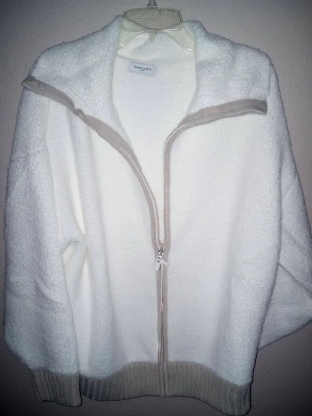 Kashwere Women's Plus Size XXL Cozy Cream Zip Sweater Jacket NWT